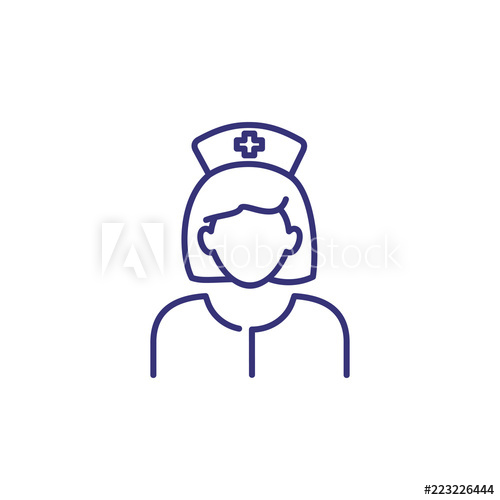 500x500 Nurse Line Icon Woman In Medical Uniform And Cap Occupation