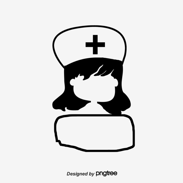 640x640 Black And White Cartoon Nurse Head Logo, Black Vector, Cartoon