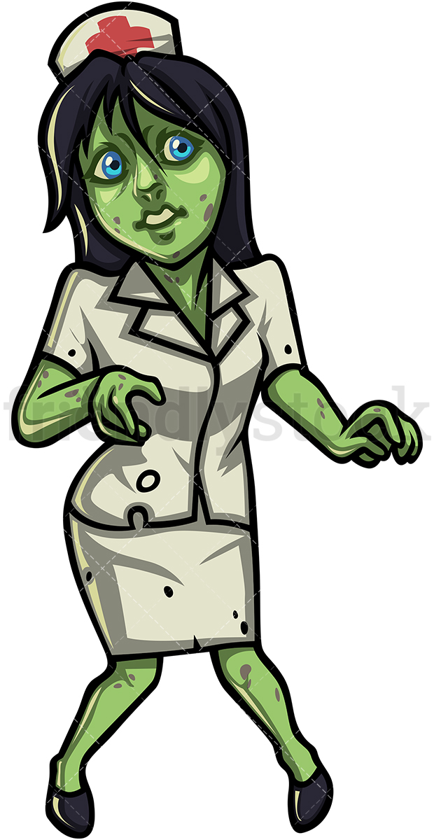 620x1200 Female Nurse Zombie Cartoon Clipart Vector