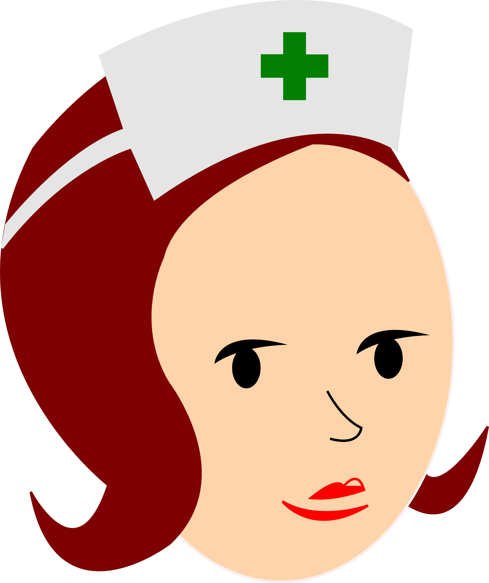 1613x1920 Drawing Of Medical Nurse With Green Cross On Head Free Image