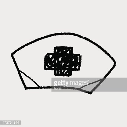 416x416 Nurse Hat Doodle Drawing Premium Clipart