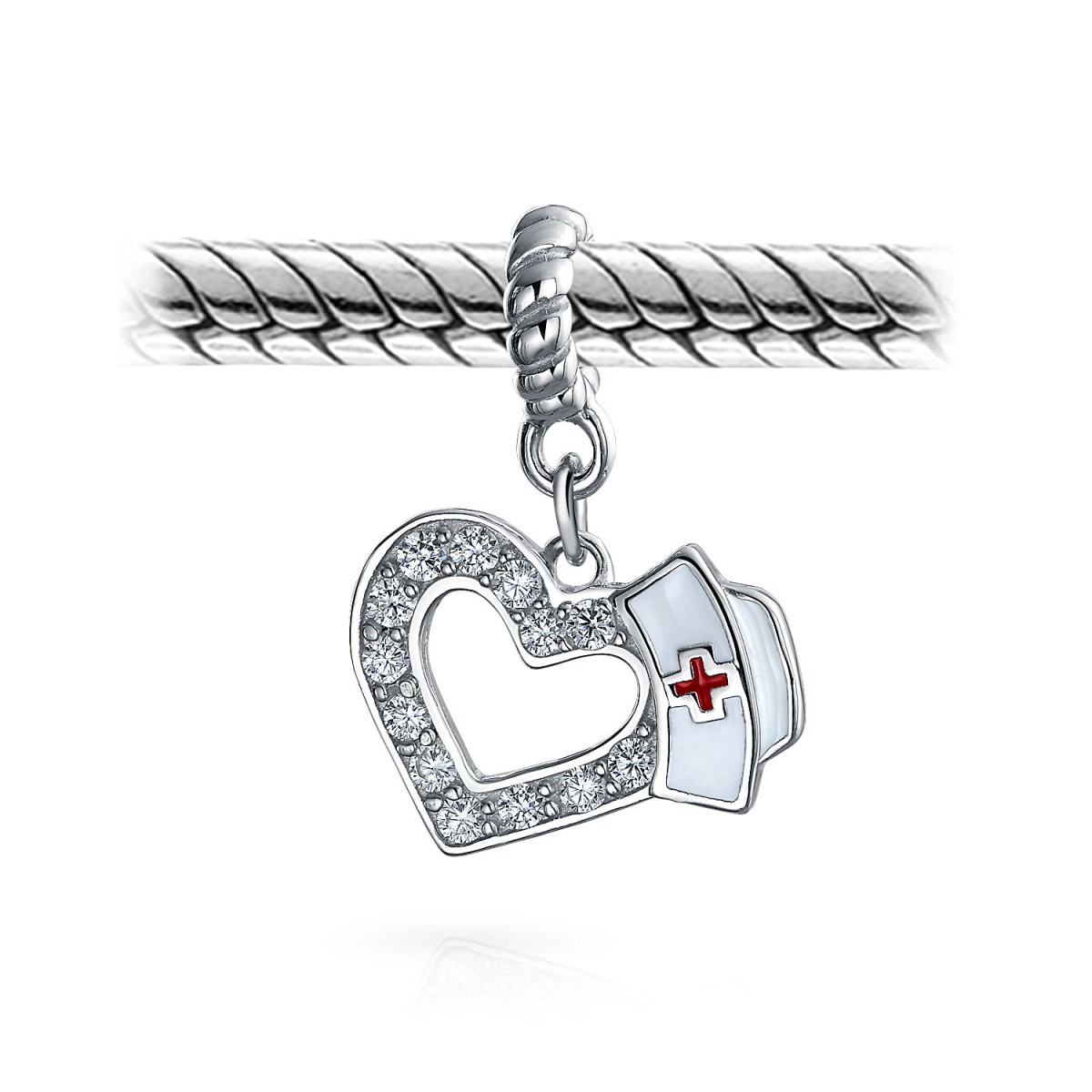 1200x1200 caduceus rn nurse hat heart shape graduate cubic zirconia cz