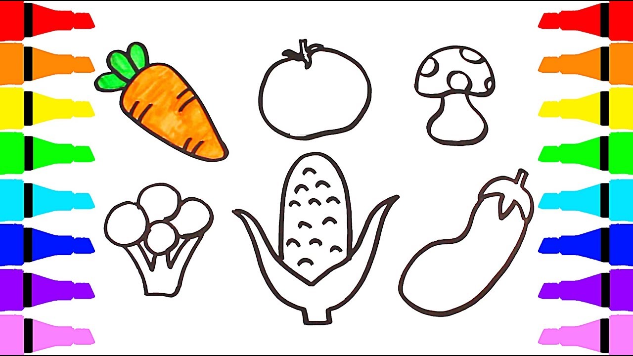 1280x720 How To Draw Vegetables For Baby Coloring Book And Drawing For Kids