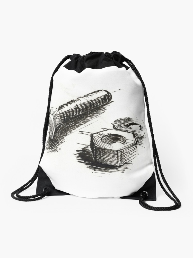750x1000 Screw And Nut Drawing Drawstring Bag
