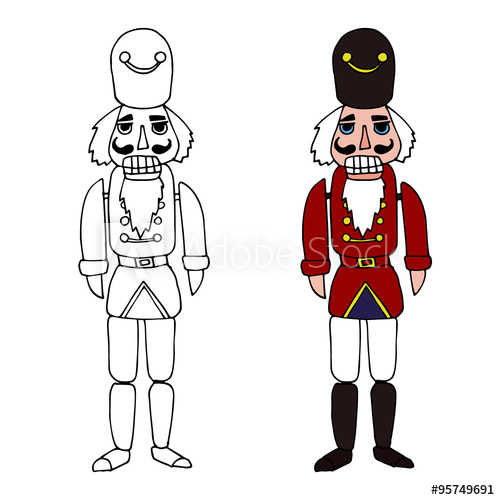 500x500 Nutcracker Vector Illustration, Hand Drawn Sketch In Outlines