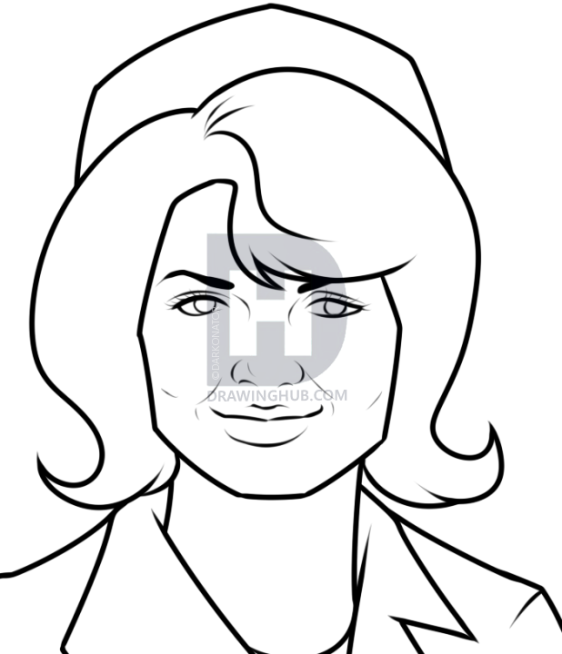 618x720 How To Draw Jackie Kennedy, Jackie O, Step