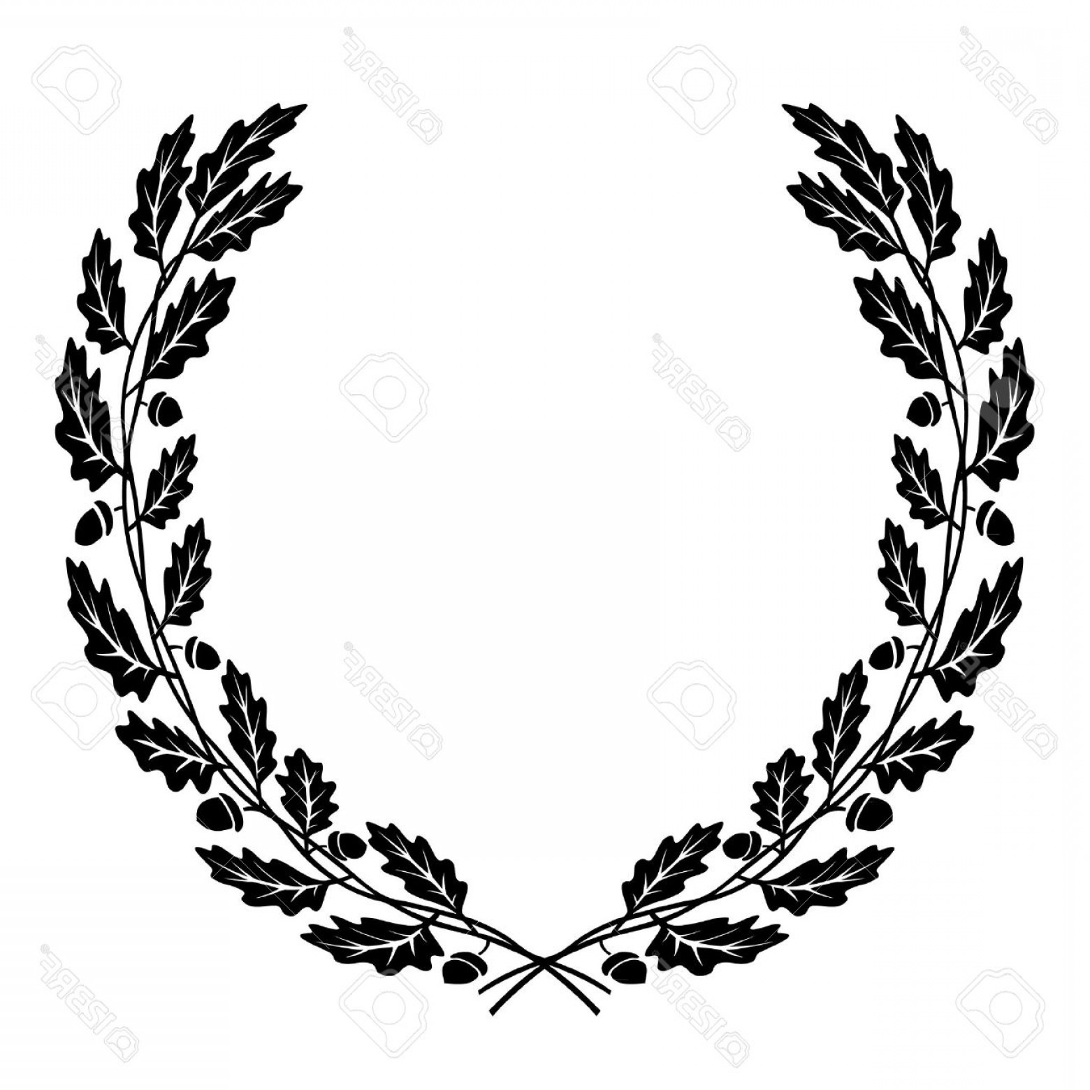 1560x1560 Photovector Wreath Of Oak Leaves Black Silhouette Sohadacouri
