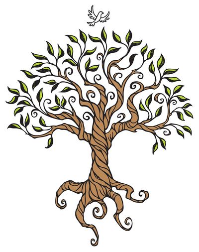 400x506 Shirley's Tree Print Trees Oak Tree Drawings, Tree With Roots