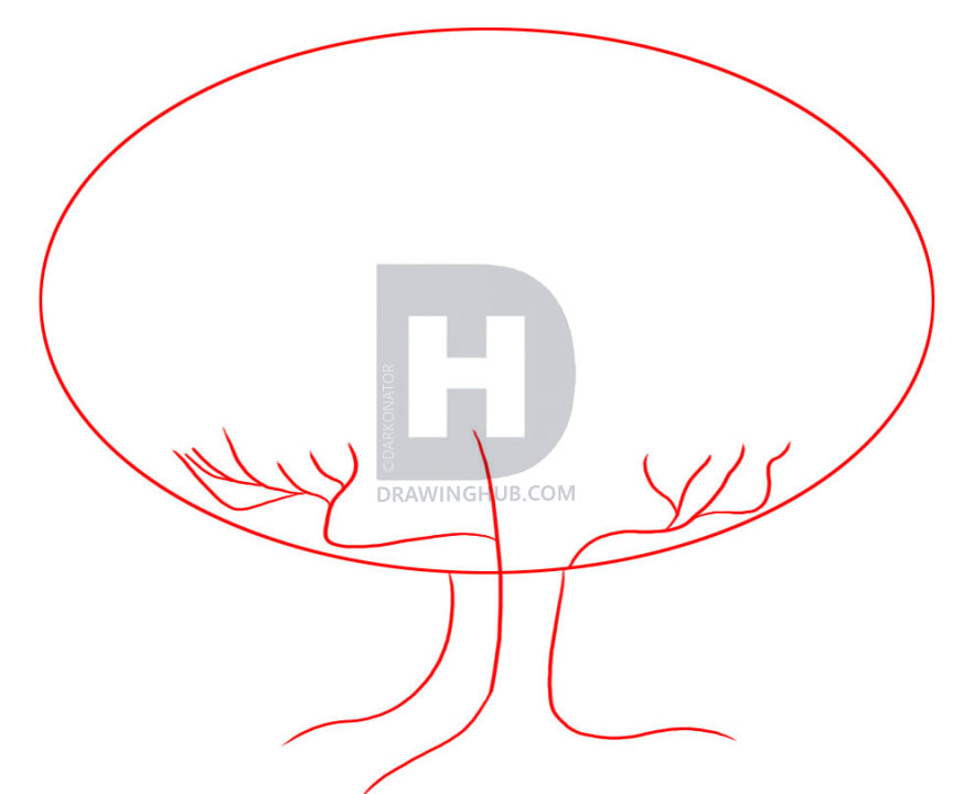 874x720 How To Draw An Oak Tree, Step