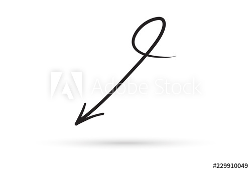 500x341 Curve Arrow Draw Doodle Brush Sketch Cartoon Isolated On White