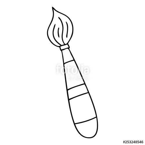 500x500 Quirky Line Drawing Cartoon Paint Brush Stock Image And Royalty