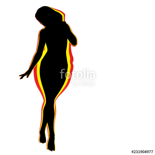 500x500 vector conceptual fat overweight obese female vs slim fit healthy