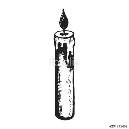 500x500 Candle Sketch Vector Isolated Object On White Background Drawing