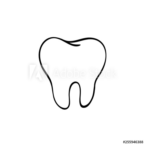 500x500 Tooth Logo Hand Drawn Black Lines Sketch Molar Doodle Drawing