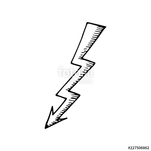 500x500 Arrow Lightning Drawing Icon Sketch Isolated Object Stock Image