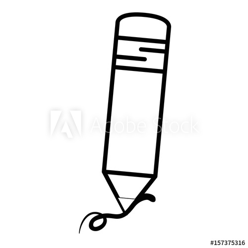 500x500 Pencil Drawing Object Vector Icon Illustration Graphic Design
