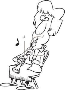 218x300 black and white woman playing oboe