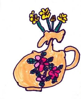 262x320 observational drawing, flowers in containers art lesson plan