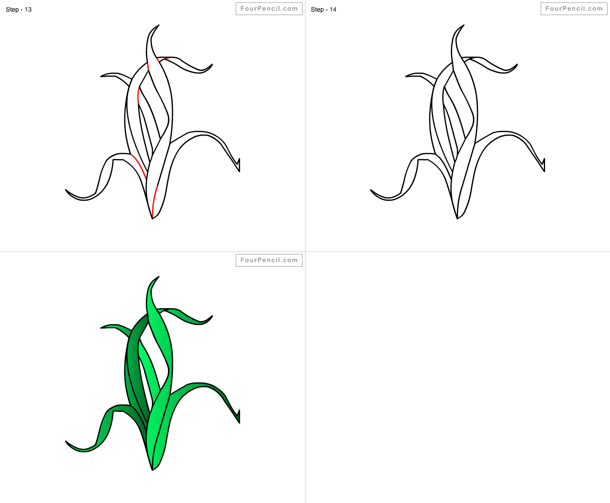 1250x1032 How To Draw Seaweed For Kids Step