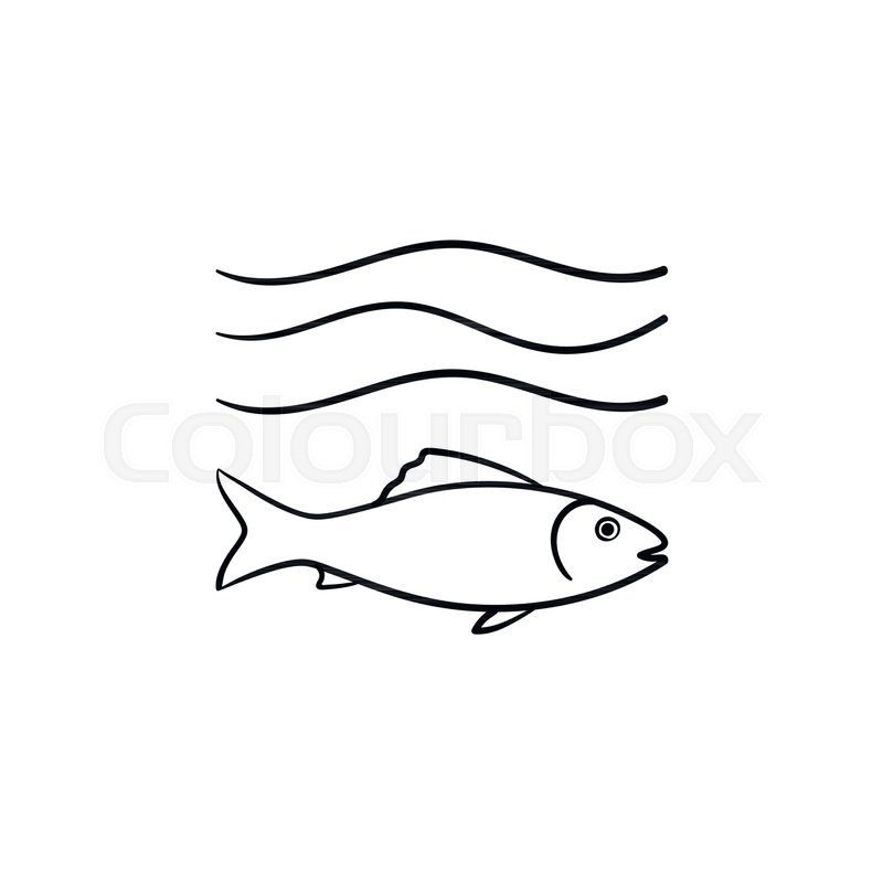 800x800 Fish Under Sea Wave Hand Drawn Outline Stock Vector Colourbox