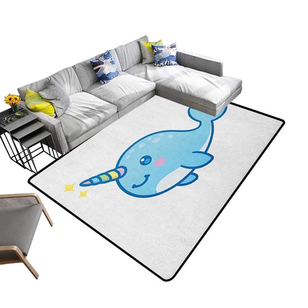 1000x1000 Narwhal Home Custom Floor Mat Cartoon Drawing Style