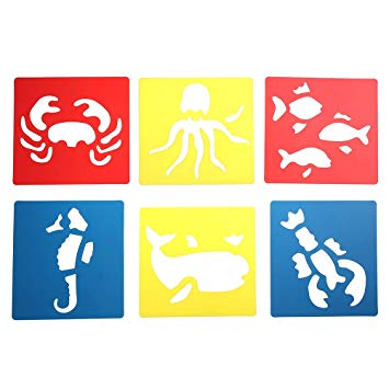 355x355 Yiphates Plastic Sea Ocean Life Painting Template Drawing Stencil