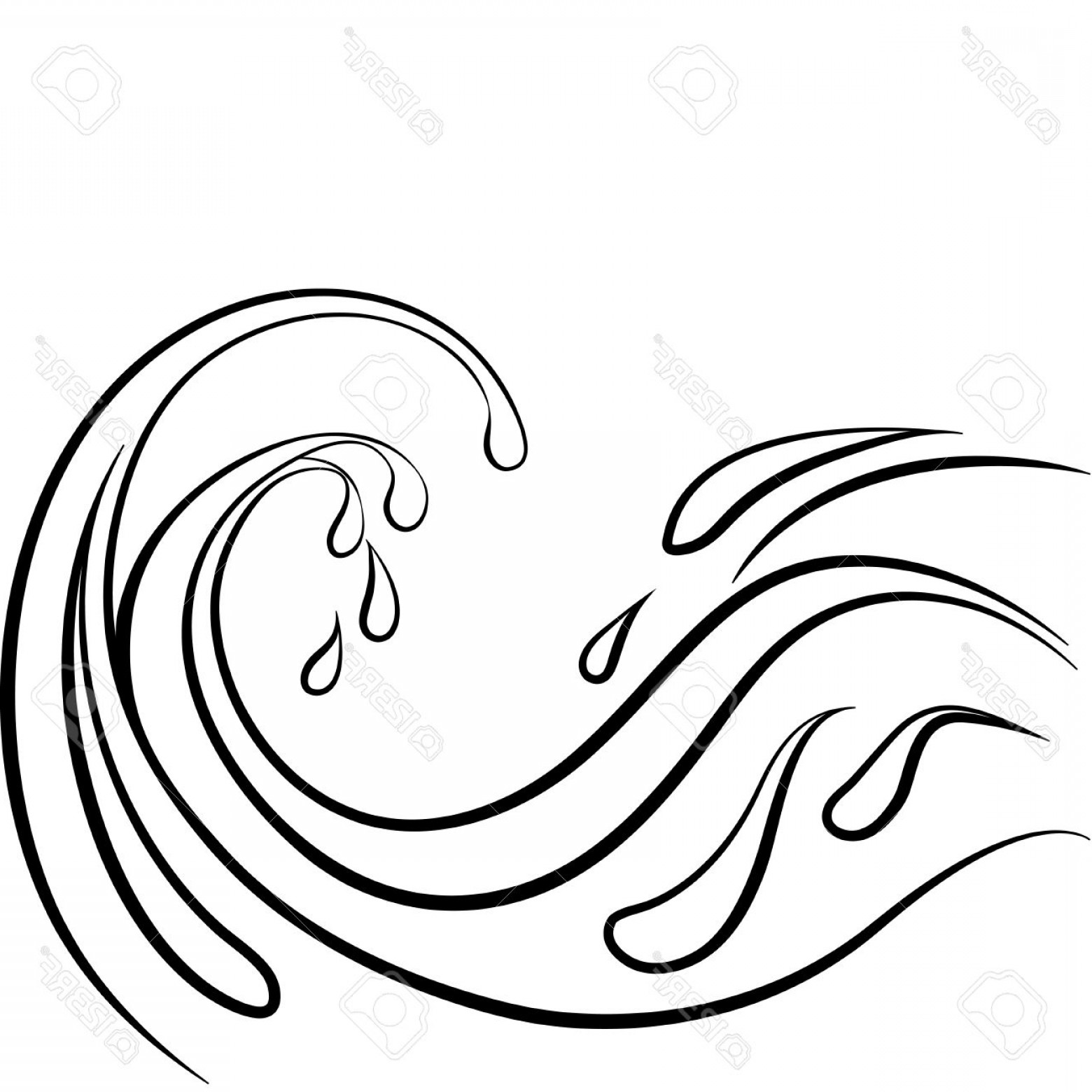 1560x1560 Photostock Vector Storm Water Wave Black Outline On White