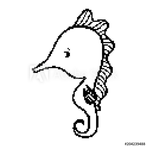 500x500 Line Tropical Seahorse Criature Animal Of Ocean