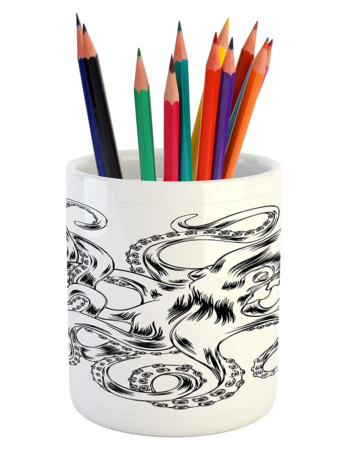 1149x1500 lunarable octopus pencil pen holder, kraken octopus