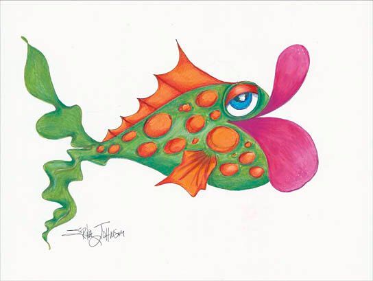 544x409 Big Lips Lucy Original Pen,ink And Pencil Drawing Fish Art Art