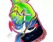 170x135 Items Similar To Bottle And Anchor Colored Pencil Drawing, New