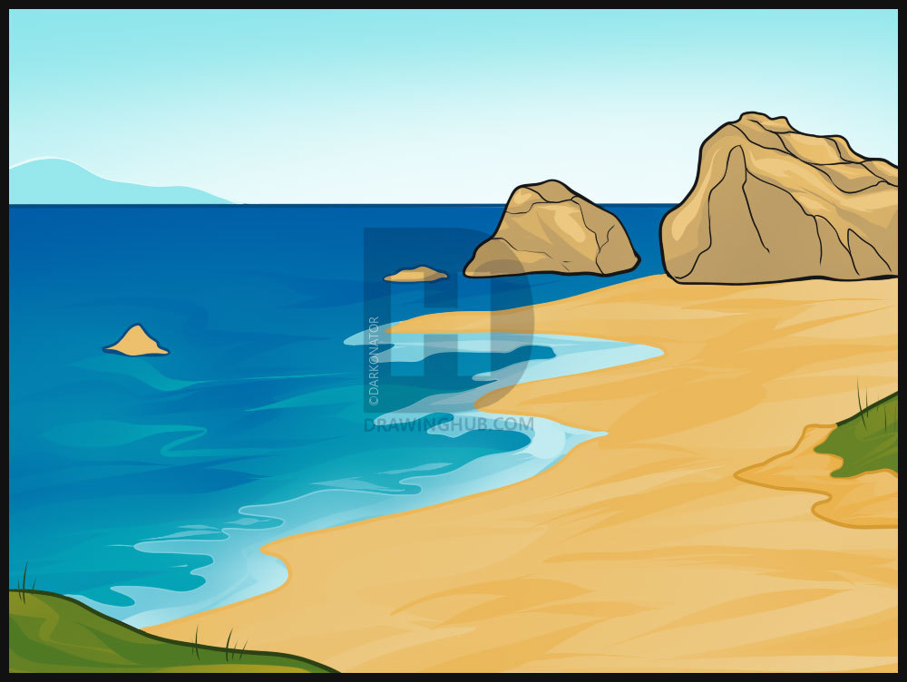 1000x752 How To Draw A Sea, Step