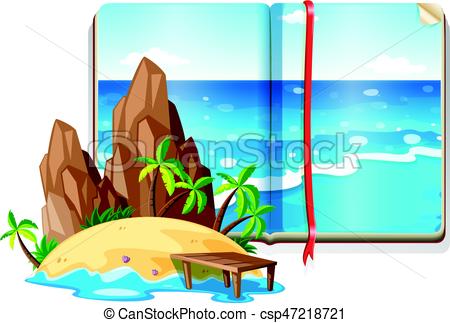 450x323 Scene With Ocean And Island Illustration