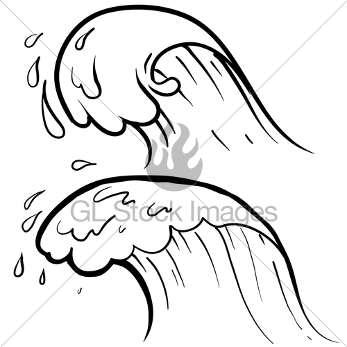 500x500 Cresting Ocean Wave Sketch Gl Stock Images
