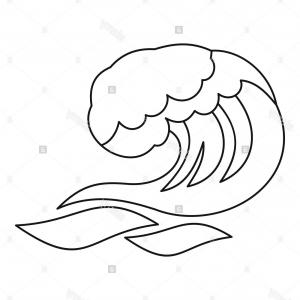 300x300 Ocean Or Sea Wave Icon Outline Style Vector Hoodamathrun