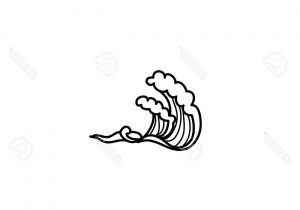 300x210 wave cartoon drawing high ocean wave icon, cartoon style stock