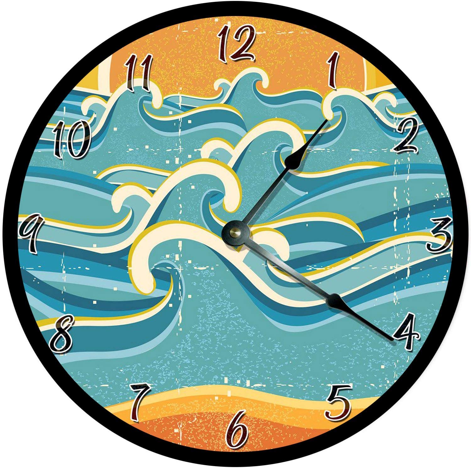 1500x1490 Buyloii Ocean Waves Vector Drawing Clock
