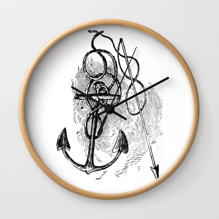 700x700 Anchor And Harpoon Wall Clock
