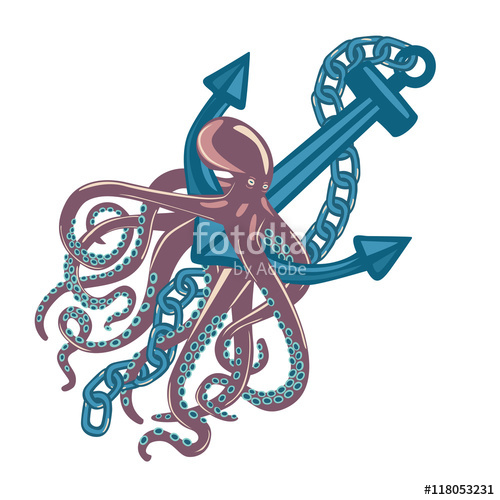 500x500 Violet Cuttlefish Or Octopus With Wavy Arms Sitting On Sea