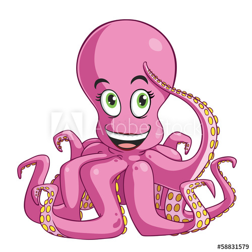 500x500 Cute Cartoon Octopus Isolated On A White Background