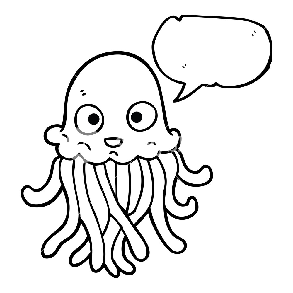 1000x1000 Freehand Drawn Speech Bubble Cartoon Octopus Royalty Free Stock