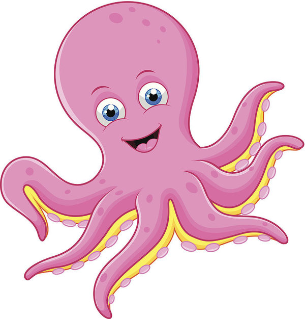 600x626 Cute Octopus Cartoon Art Print