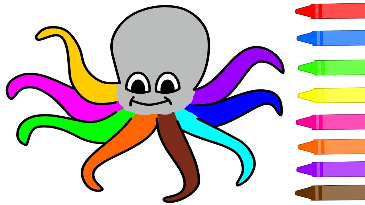 1280x720 How To Draw Octopus Coloring Pages For Kids Children Learn