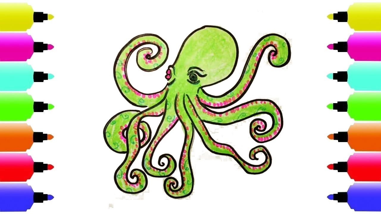 1280x720 How To Draw Octopus Coloring Pages For Kids Art Colours