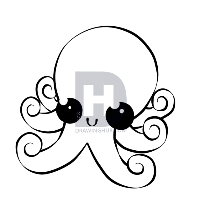 654x675 How To Draw A Chibi Octopus, Step