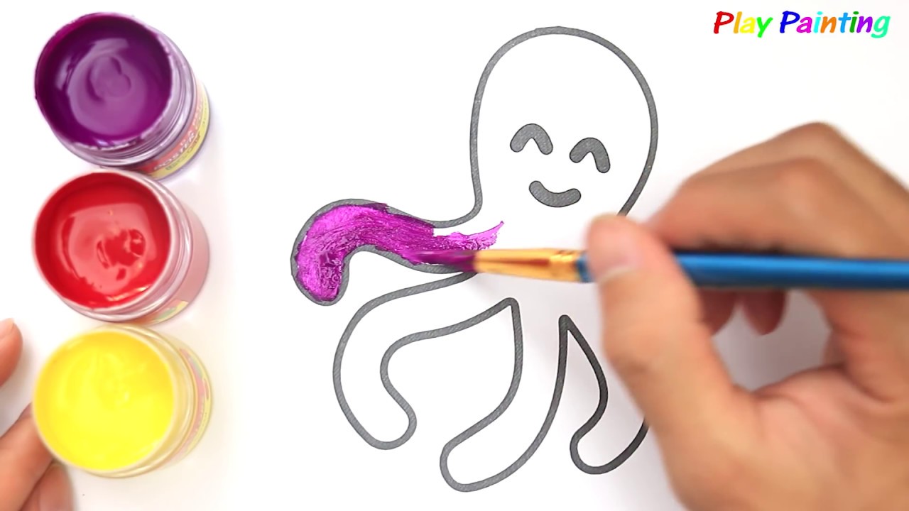 1280x720 Diy Snail Octopus Drawing Coloring For Kids, Toddlers Play