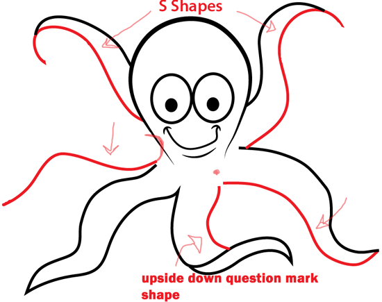 550x435 How To Draw A Cartoon Octopus With Easy Step