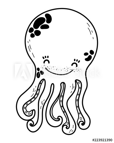 400x500 Outline Octopus Tropical Sea Cute Animal