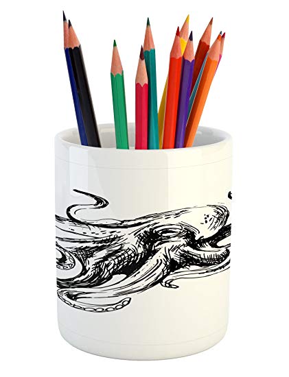 421x550 Ambesonne Octopus Pencil Pen Holder, Marine Wildlife