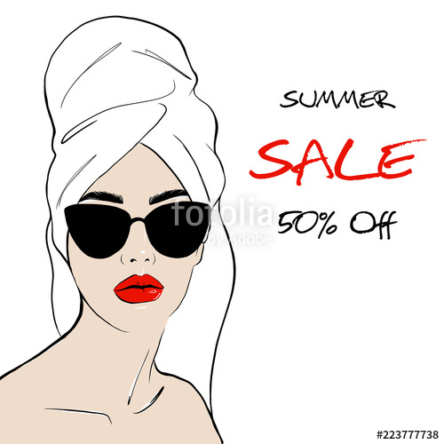 500x500 Beauty Spa Face With Red Lips And With Black Sunglasses, Pretty